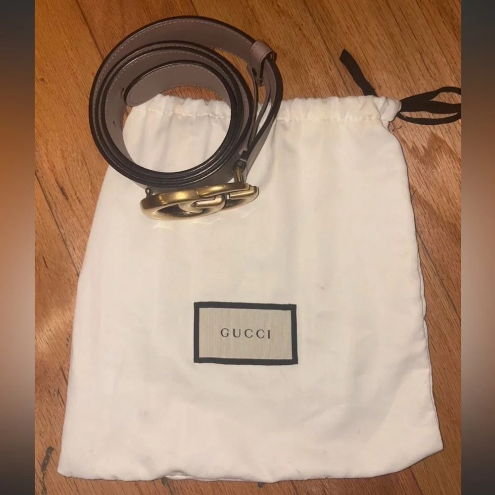 Gucci GG Marmont Wide Belt in Dusty Rose